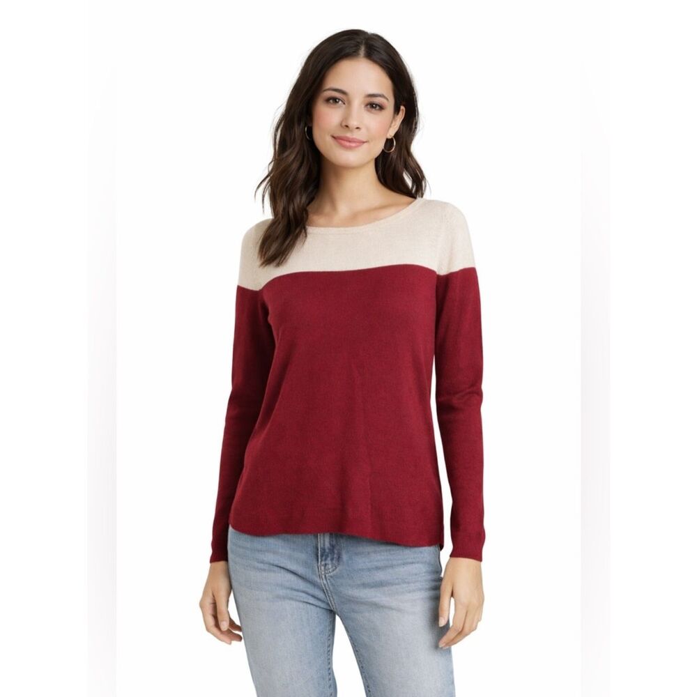 THML Burgundy and Beige Sweater
